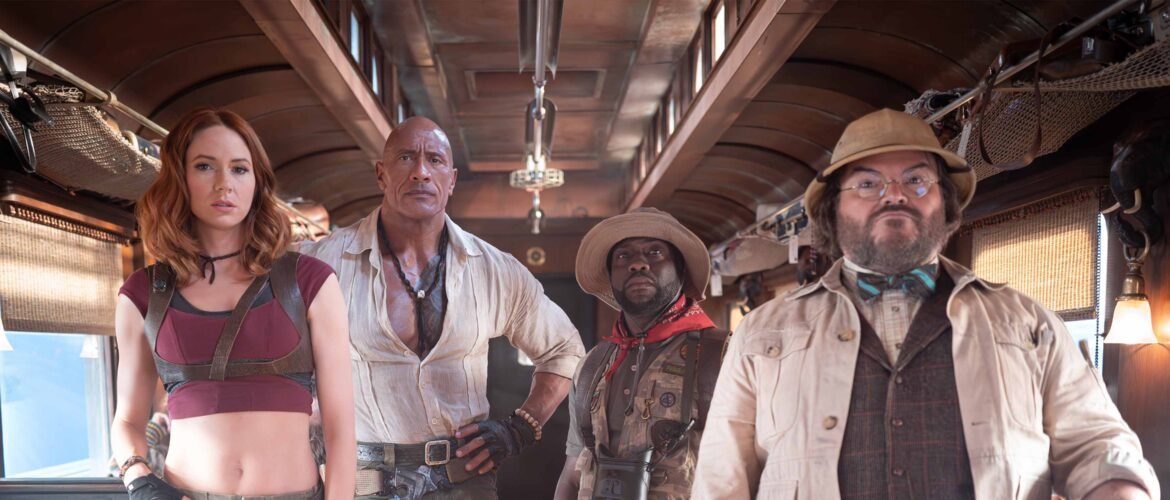 jumanji mundo abierto Karen Gillan, Dwayne Johnson, Kevin Hart and Jack Black