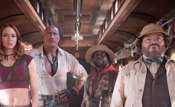 jumanji mundo abierto Karen Gillan, Dwayne Johnson, Kevin Hart and Jack Black