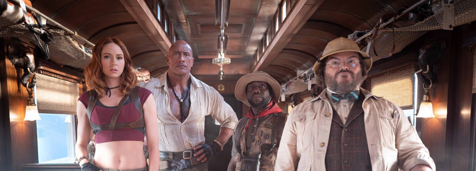 jumanji mundo abierto Karen Gillan, Dwayne Johnson, Kevin Hart and Jack Black